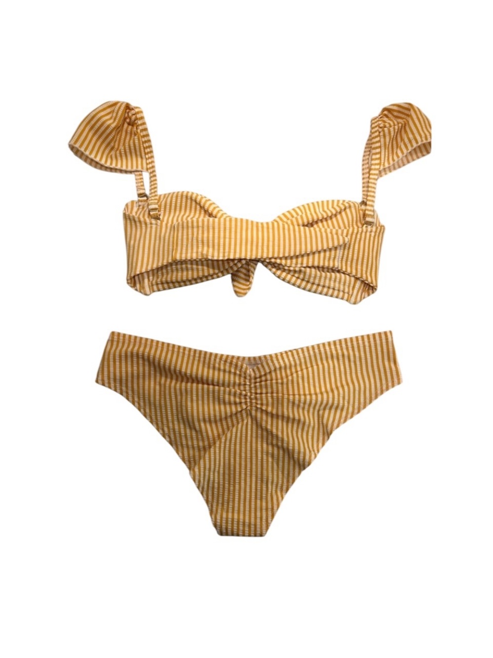 Montce Yellow Canary Stripe Cabana & Lulu Bikini Set, Size S - Picture 2 of 8